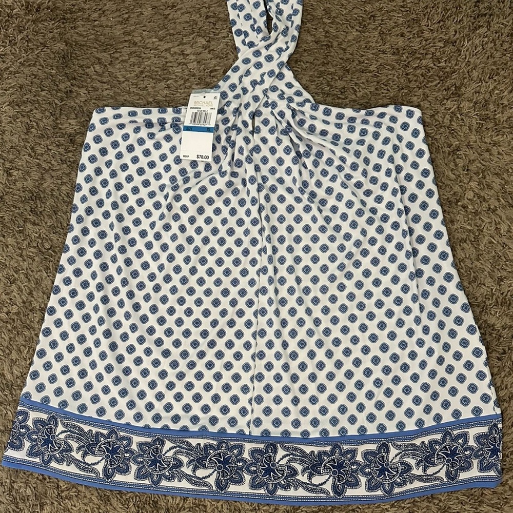 Michael Kors Blue and White blouse tank